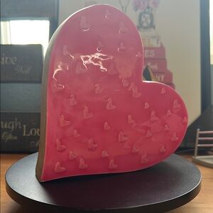 Pink Heart-Shaped Wood Decoration